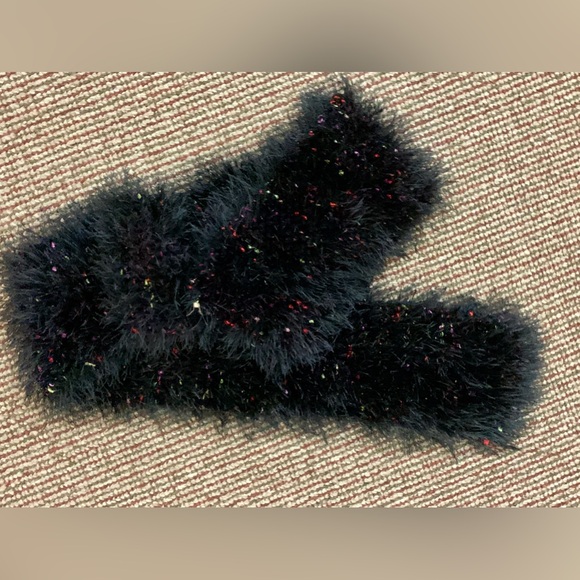 Vtg Black Fuzzy Colored Glitter Sparkly Boa Scarf Wrap - Picture 4 of 9